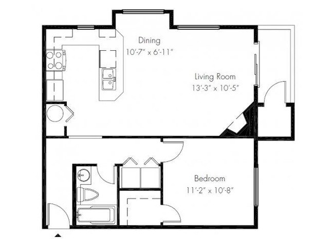 One Bedroom J201 floor plan